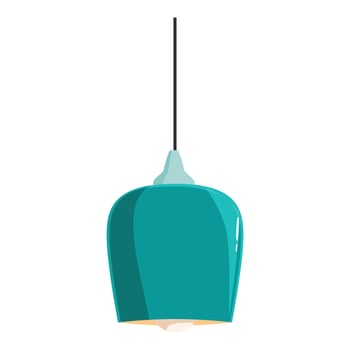 Modern teal hanging lamp illuminating empty space vector