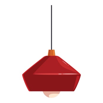Red hanging lamp illuminating contemporary space vector