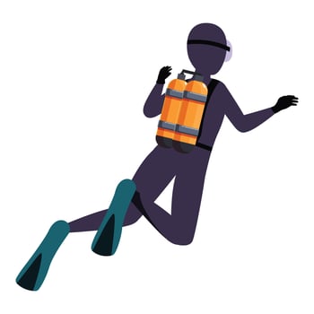 Professional diver swimming underwater, exploring the depths of the ocean vector