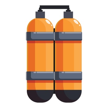 Orange diving twin tanks with black handle for underwater exploration vector