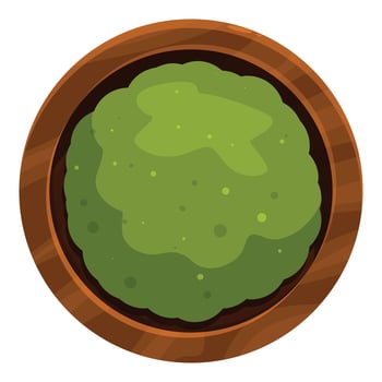 Wooden bowl containing fresh wasabi paste, a culinary delight vector