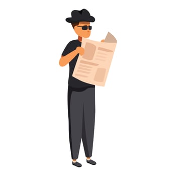 Stylish man reading newspaper wearing hat and sunglasses vector