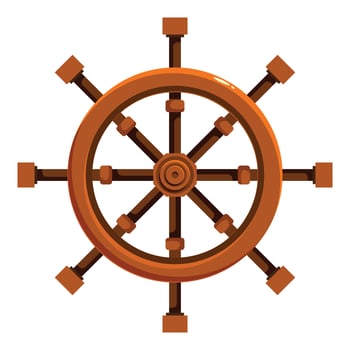 Ship steering wheel guiding vessel through open waters vector
