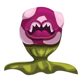 Carnivorous plant opening its mouth with sharp teeth and long tongue vector