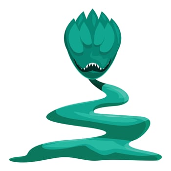 Creepy green monster leaving slimy trail vector