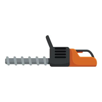 Powerful electric hedge trimmer cutting bushes and shrubs in garden vector