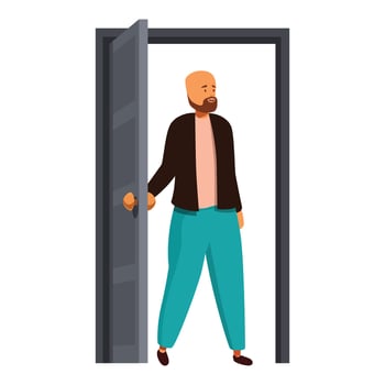 Man opening door entering room beginning new chapter hopeful future vector