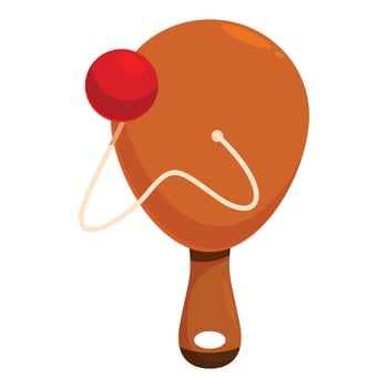 Wooden bilboquet toy with red ball attached by string is balancing vector