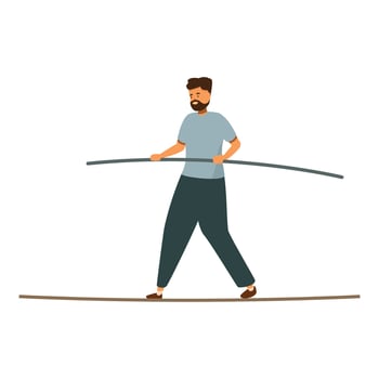 Businessman walking on tightrope holding balancing pole maintaining balance vector