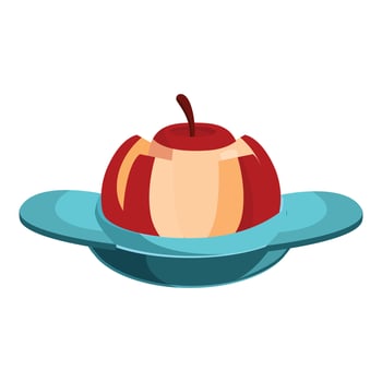Sliced apple on nibbler sitting on white background vector