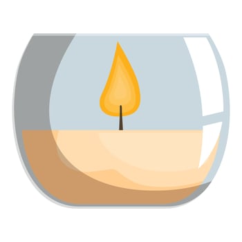 Lit candle burning in glass container, creating cozy ambiance vector