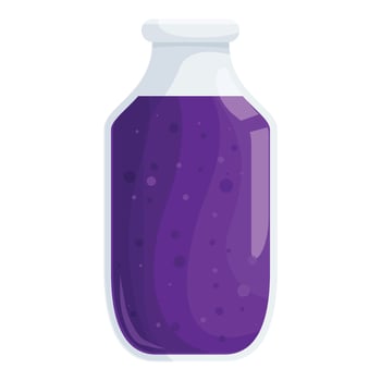 Glass bottle containing vibrant purple liquid with bubbles vector
