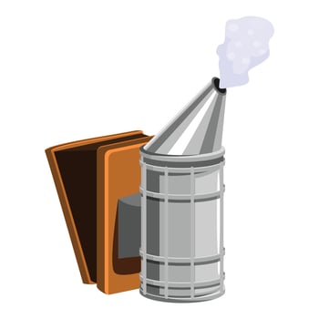 Bee smoker blowing smoke and beekeeping bellows on white background vector