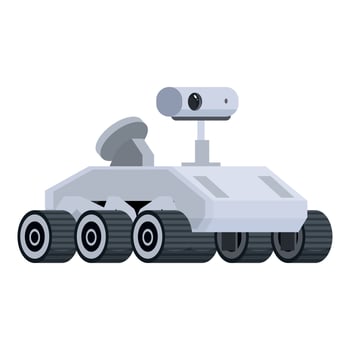 Exploration rover traversing alien planet, searching for life vector