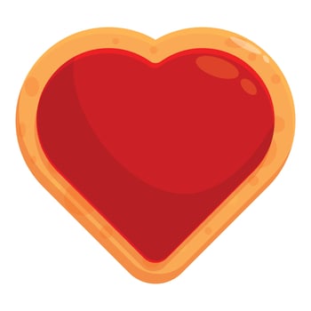 Heart shaped cookie filled with red jelly celebrating love and affection vector