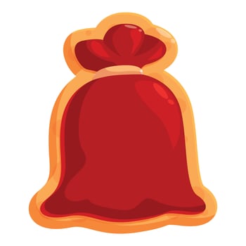 Christmas gingerbread cookie presenting red santa claus bag filled with gifts vector