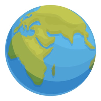 Rotating earth globe showing europe, asia and africa continents vector