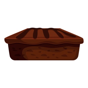 Delicious chocolate brownie with drizzled topping on white background vector