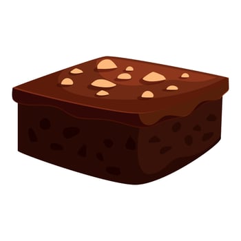 Delicious chocolate brownie with almond flakes baking on white background vector