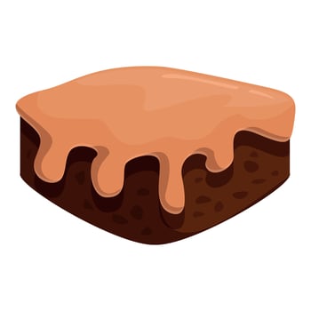 Delicious brownie cake covered with melted caramel cream vector