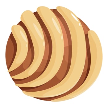 Round chocolate candy with swirling cream filling displaying delicious layers vector