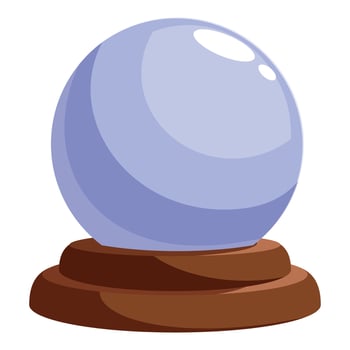 Magic ball showing future on wooden stand predicting destiny vector
