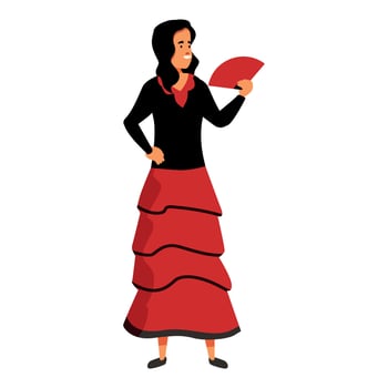 Flamenco dancer performing traditional spanish dance with hand fan vector