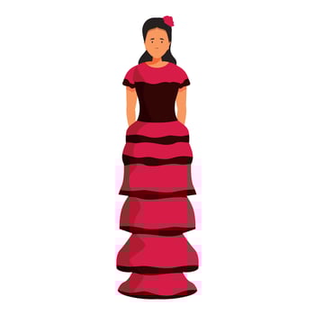 Flamenco dancer wearing traditional red dress with flower in hair vector