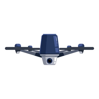 Modern quadcopter drone hovering, recording footage vector