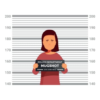 Police mugshot woman holding sign vector