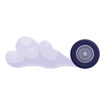 A cartoon wheel with smoke coming out of it vector