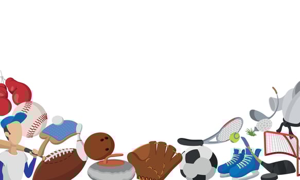 Sports equipment collage promoting physical activity and competition vector