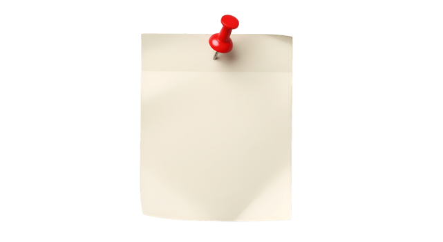 A note pinned to a white sheet of paper png