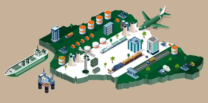 Industrial landscape with transportation facilities vector