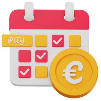 Payment Schedule Calendar with Euro Coin 3D Render png