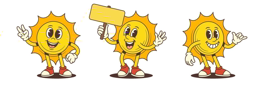 Friendly Cartoon Sun Mascot Making Peace Sign Waving And Pointing With Cheerful Energy Illustration vector