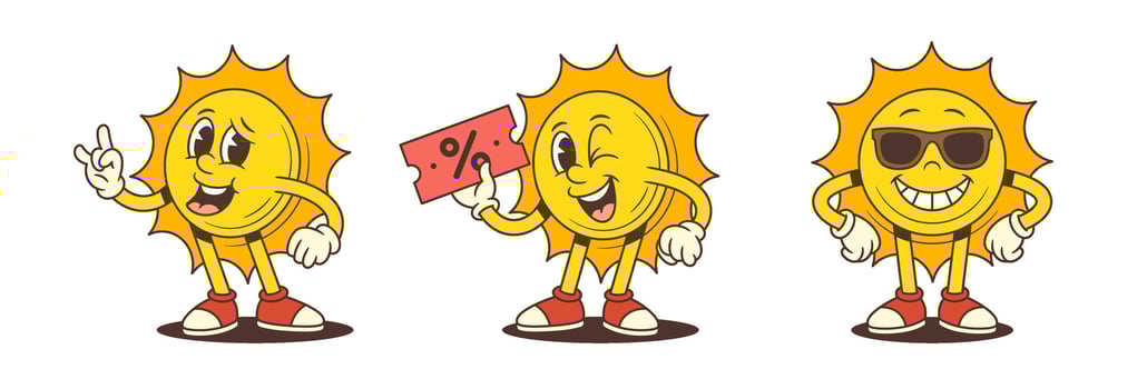 Cheerful Energetic Sun Mascot Smiling Winking Wearing Sunglasses Red Sneakers Fun Playful Illustration vector