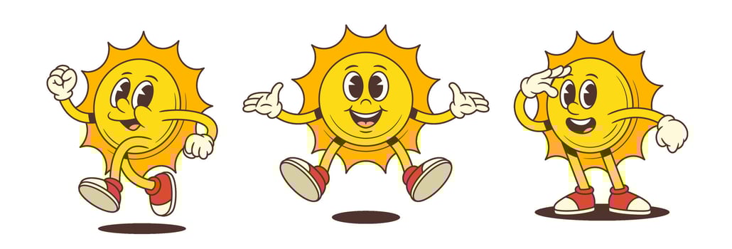 Happy Playful Sun Mascot Jumping Running Winking Wearing Red Sneakers Fun Cheerful Cartoon Illustration vector
