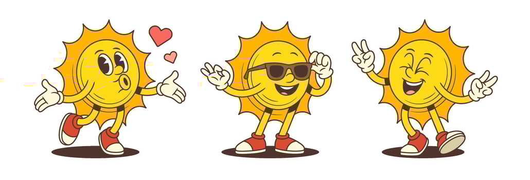 Cheerful Sun Mascot Expressing Love Coolness And Joyful Exuberance In Playful Cartoon Style Illustration vector