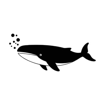 Whimsical silhouette of a whale spouting bubbles vector