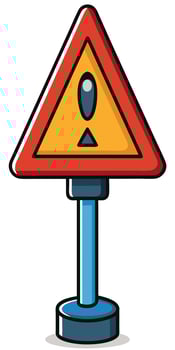 Cartoon Style Warning Sign Illustration on Transparent Background vector