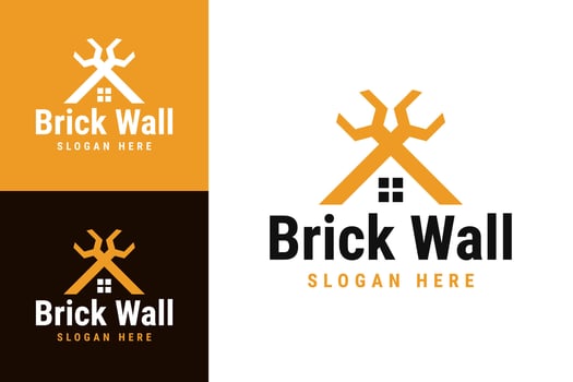 Modern home wrench renovation logo design template illustration vector