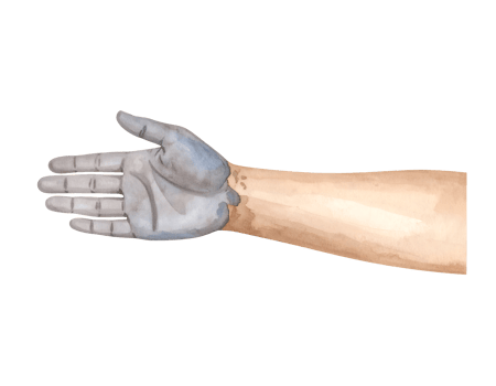 Human hand with open palm covered in gray clay spa mask on isolated background png