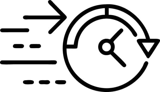 Black speed timer icon with arrow and dashed lines vector