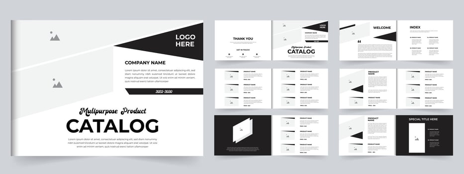 Modern Multipurpose product catalog design black and white color catalog layout vector