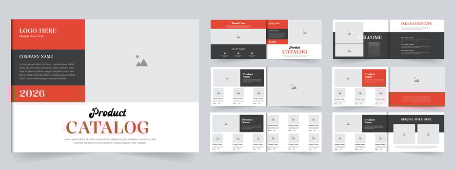 Creative A4 landscape product catalog design 12 pages layout vector