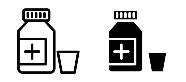 Syrup medicine bottle icon collection vector