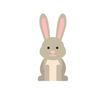 illustration of a cute bunny rabbit with long ears and pink nose. Ideal for kids books, spring themes, and Easter graphics. vector