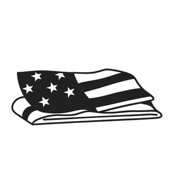 Folded american flag illustration black and white design showing a folded national flag, symbolizing honor and remembrance vector