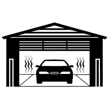 Modern car parked in closed residential garage, front view secure vehicle storage, home protection, private auto shelter vector